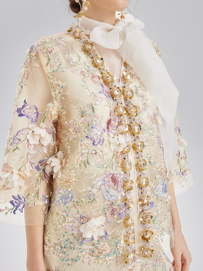 Handcrafted 3D Floral Beaded Embroidery Jacket