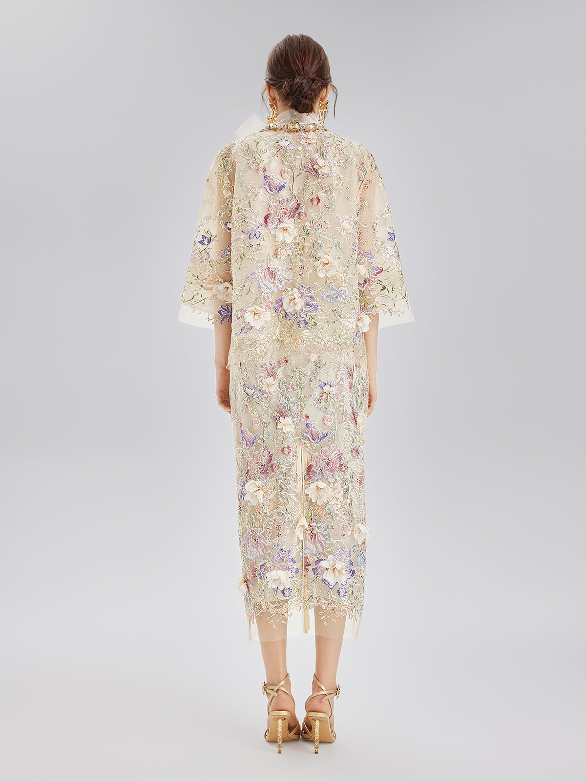 Handcrafted 3D Floral Beaded Embroidered Skirt