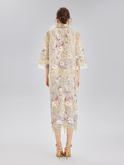 Handcrafted 3D Floral Beaded Embroidered Skirt