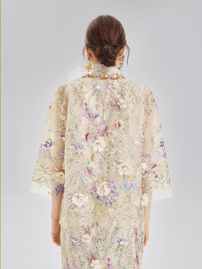Handcrafted 3D Floral Beaded Embroidery Jacket