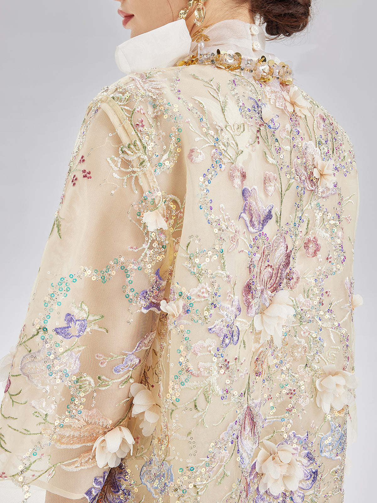 Handcrafted 3D Floral Beaded Embroidery Jacket