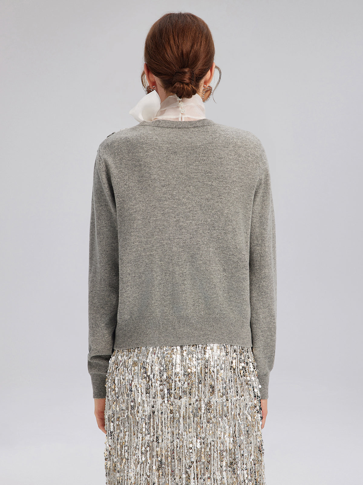 Wool Knit Beaded Cardigan (100% Wool)