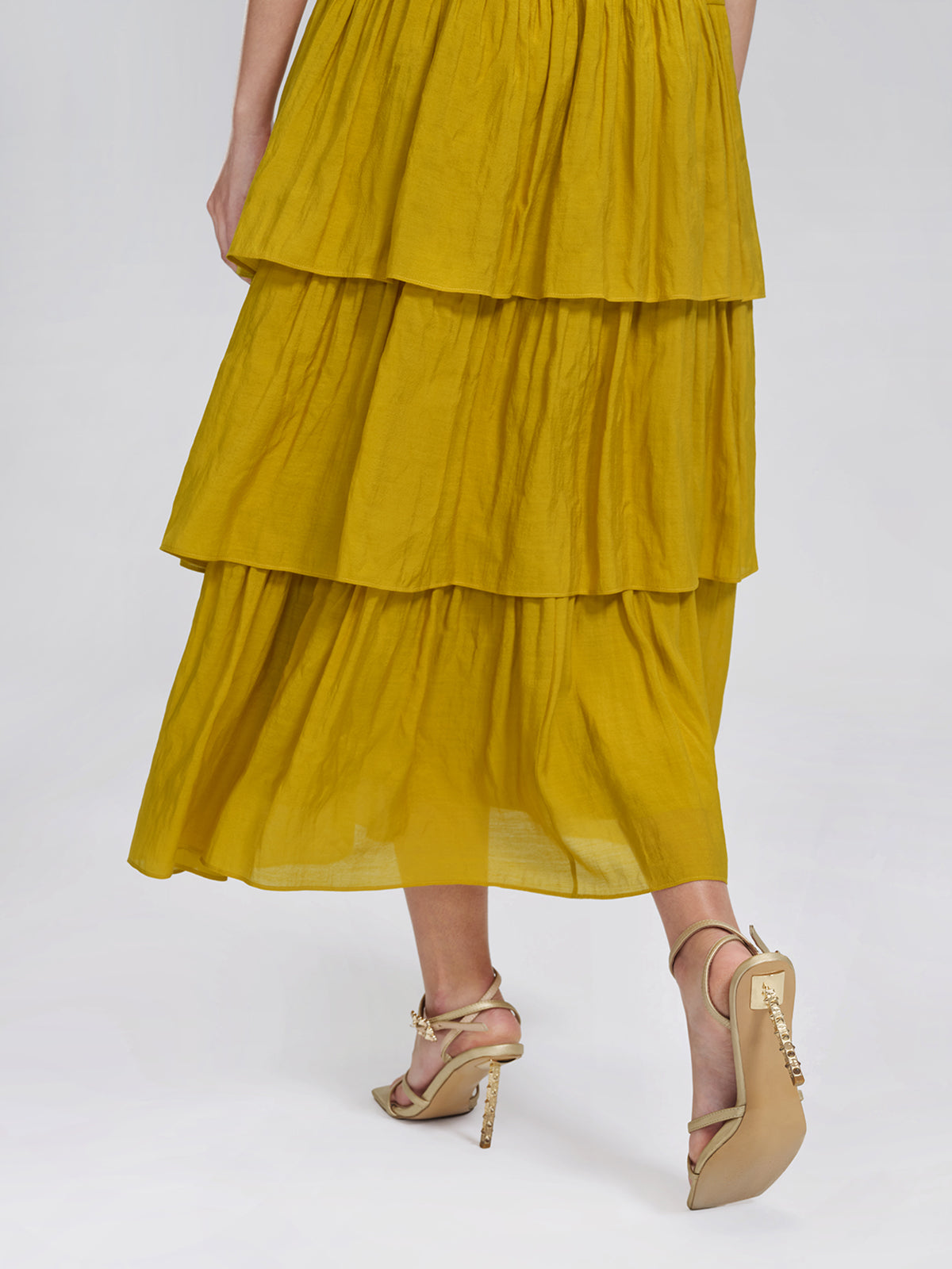 Beaded Layered Ruffle Maxi Dress