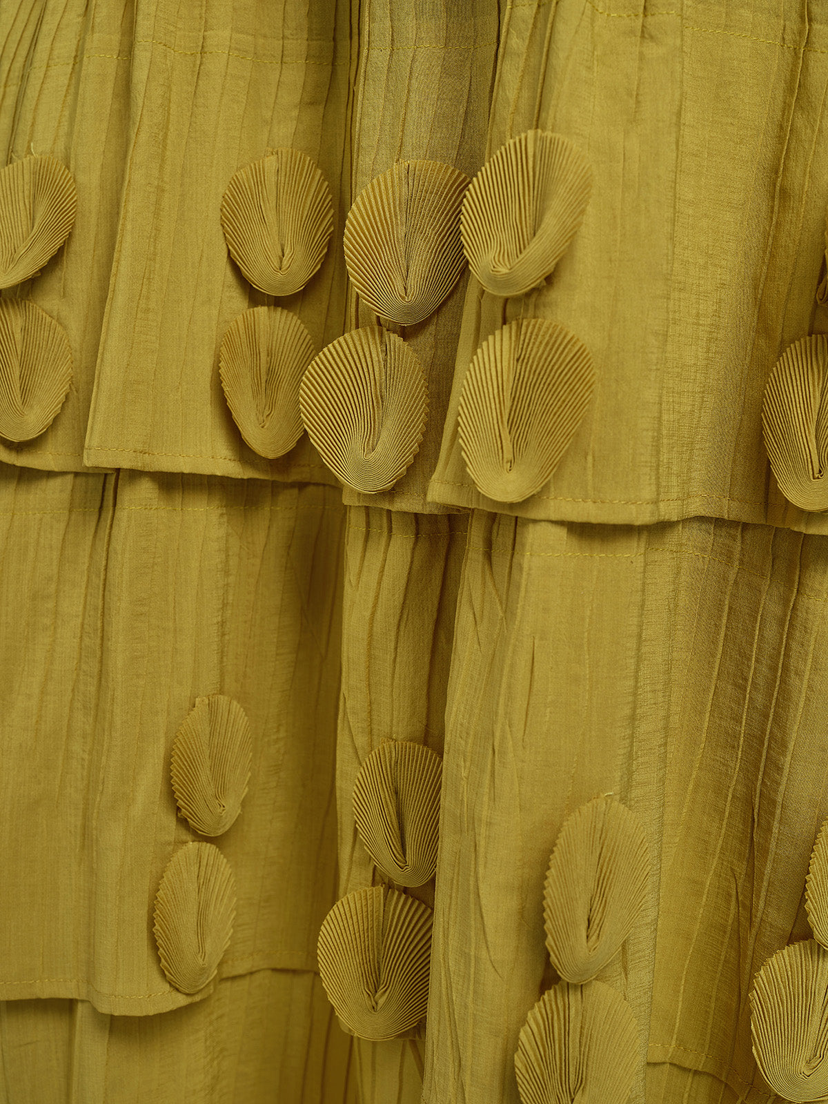 Textured Pleated Embellished Tiered Dress