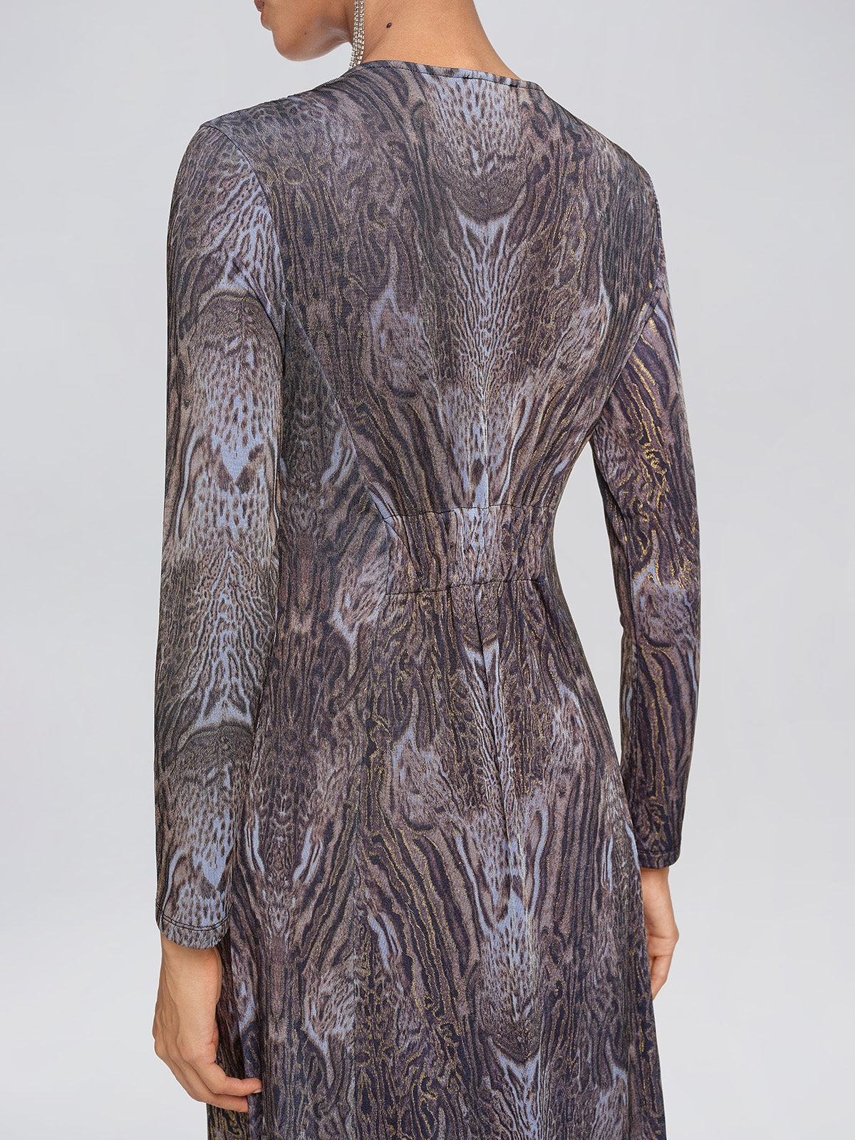 Stretch Knit Leopard Print Beaded Dress