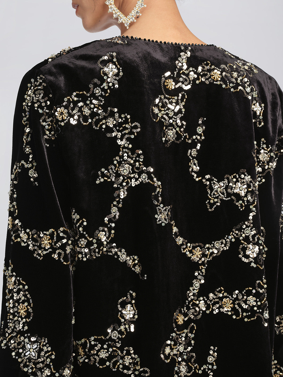Silk Velvet Hand-Beaded Embroidered Jacket