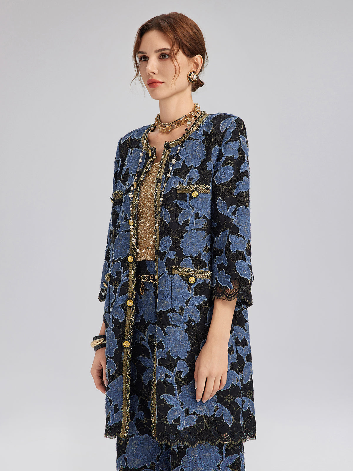 Hand-Sewn Ribbon Jacquard Lace Jacket