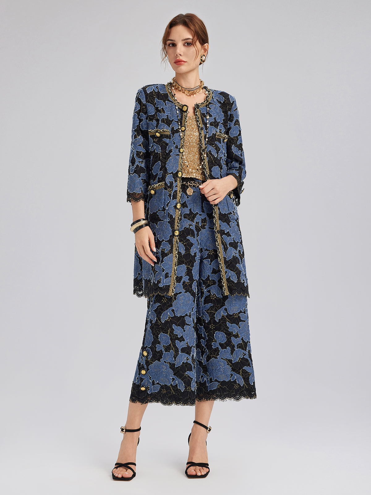 Hand-Sewn Ribbon Jacquard Lace Jacket