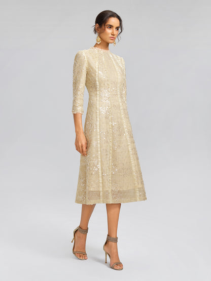 Sequin-Embellished Ruffle-Trimmed Dress