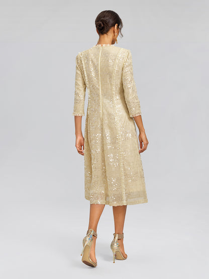 Sequin-Embellished Ruffle-Trimmed Dress