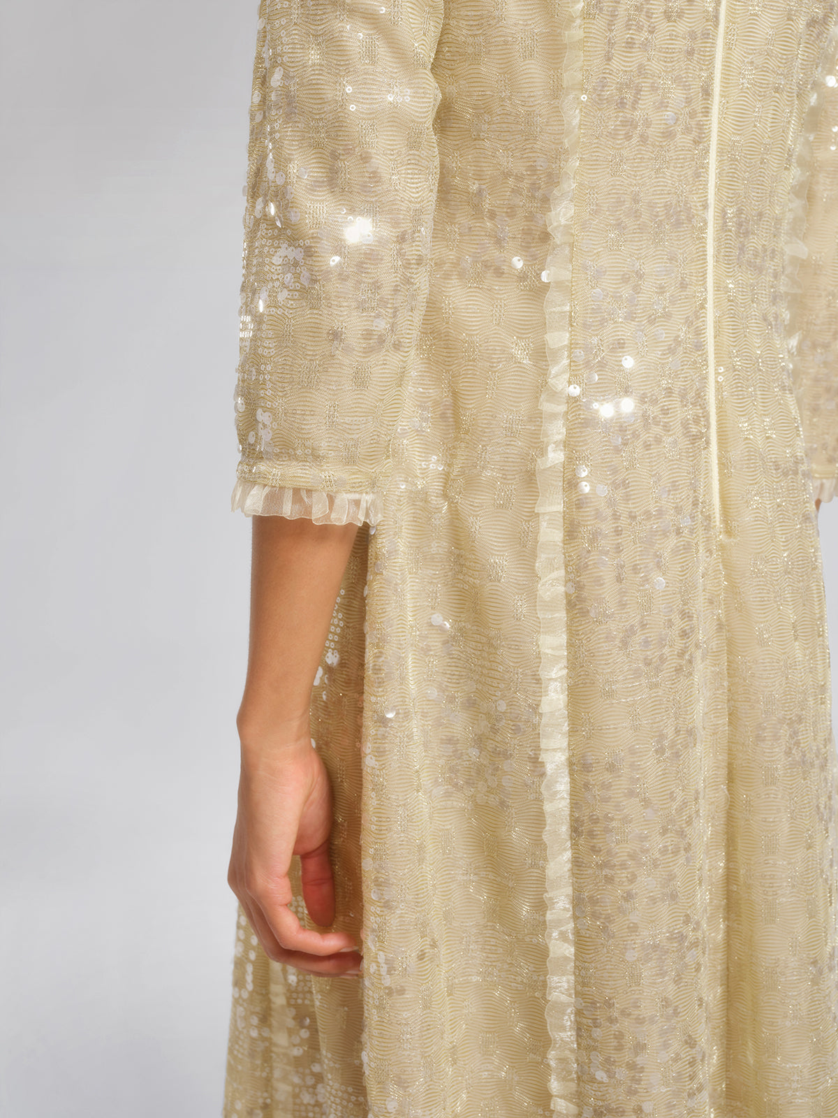 Sequin-Embellished Ruffle-Trimmed Dress