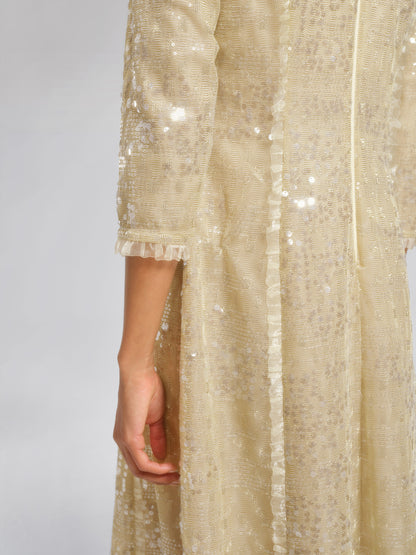 Sequin-Embellished Ruffle-Trimmed Dress