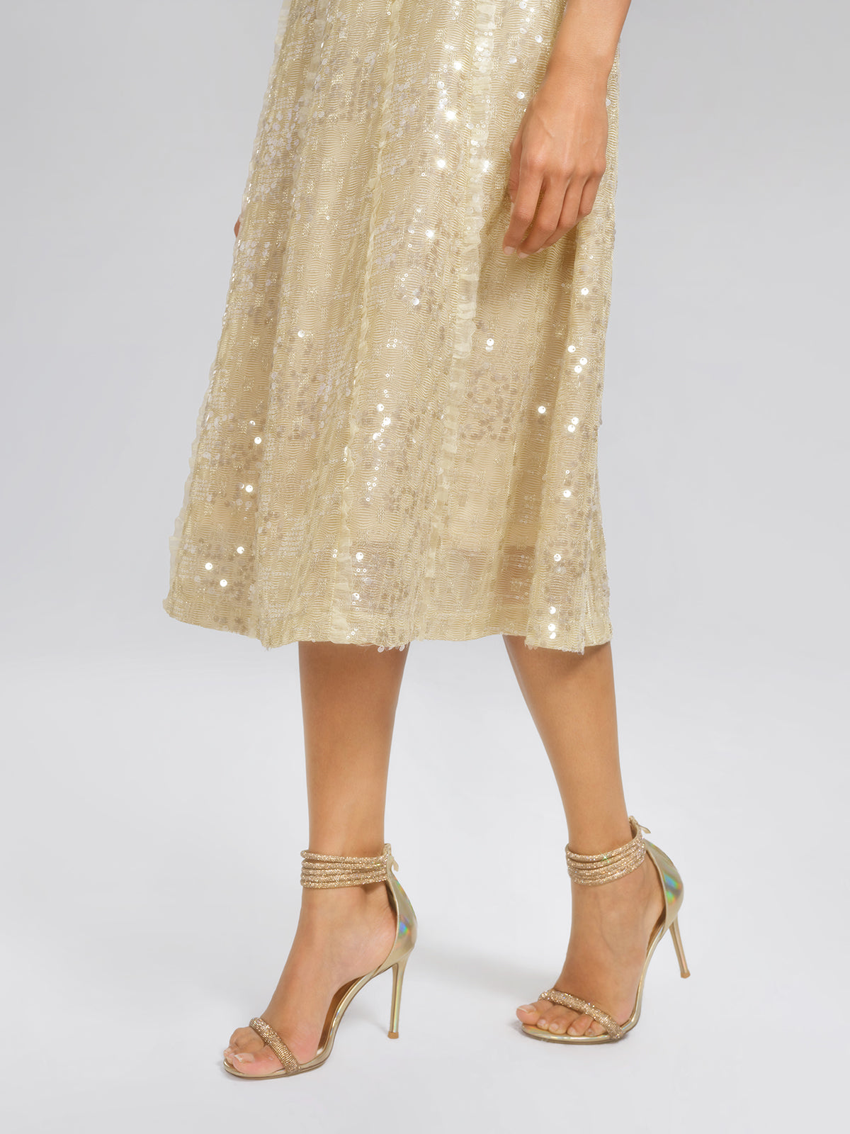 Sequin-Embellished Ruffle-Trimmed Dress
