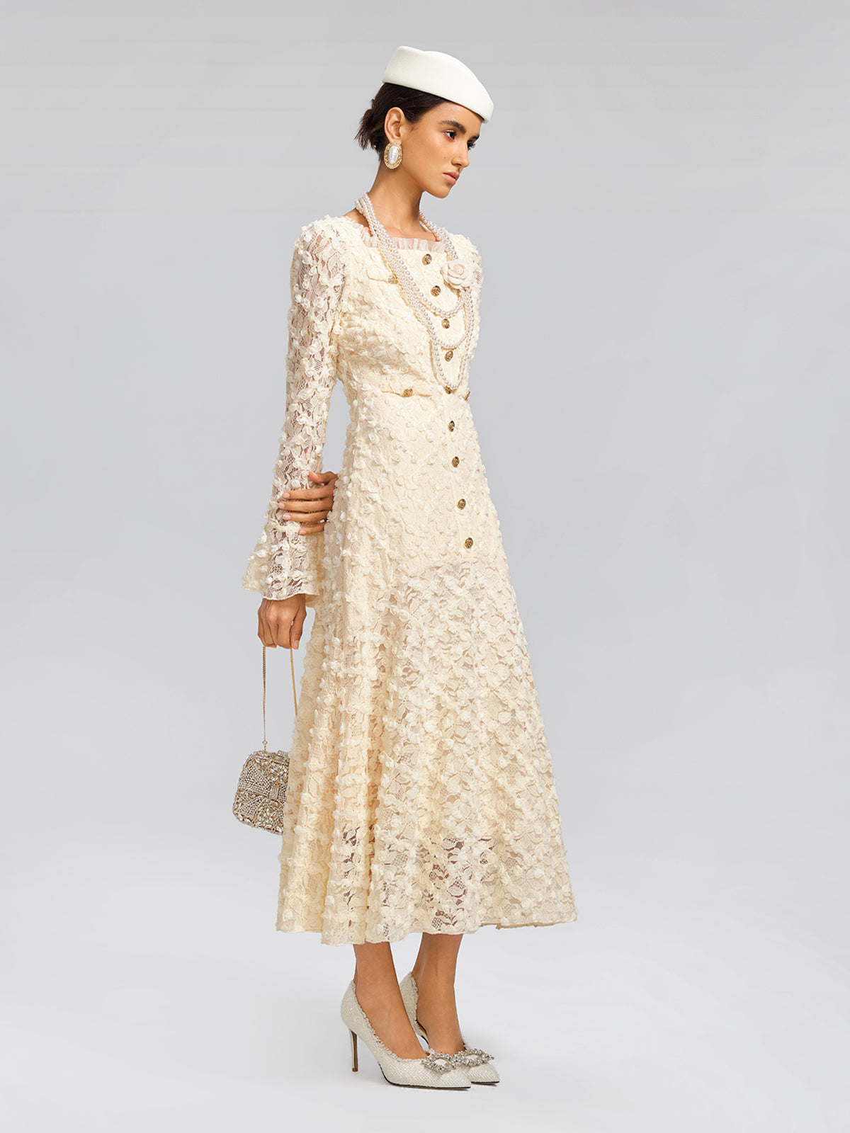 Lace Mermaid Floral Ruffle Dress