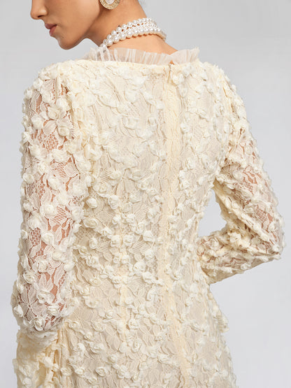 Lace Mermaid Floral Ruffle Dress