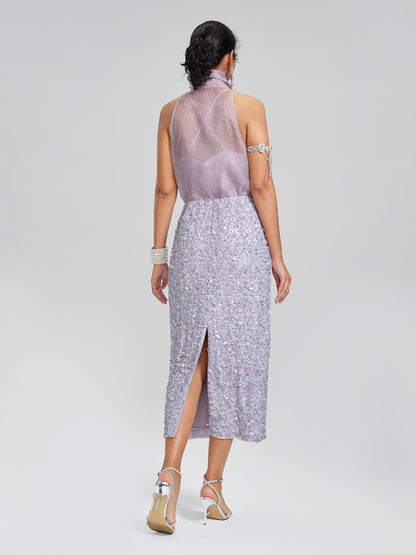 Mulberry Silk Tie-Neck Sleeveless Top (Camisole Included)