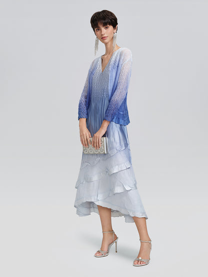 Pleated Gradient Two-piece High-waist Dress Set