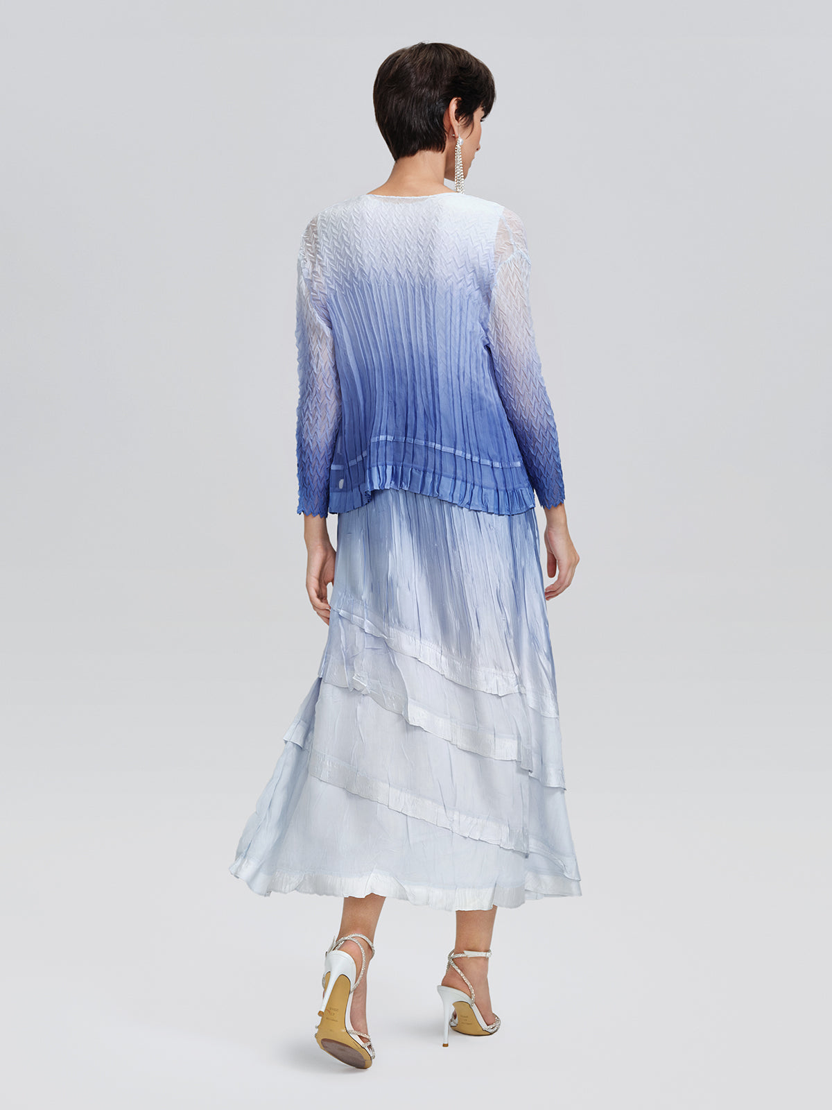 Pleated Gradient Two-piece High-waist Dress Set