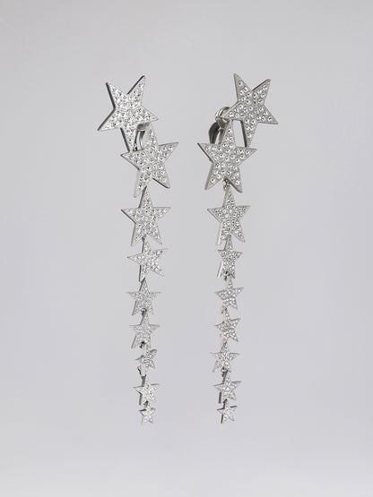 Crystal Star Chain Drop Earrings