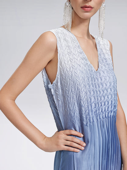 Pleated Gradient Two-piece High-waist Dress Set