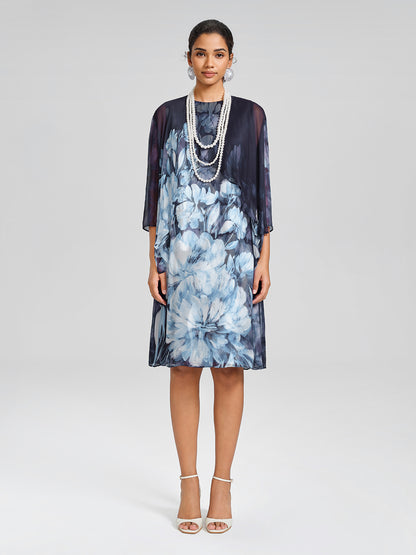 Double-Layer Artistic Print Sleeveless Dress