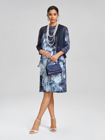 Draped Artistic Print Long-Sleeve Top