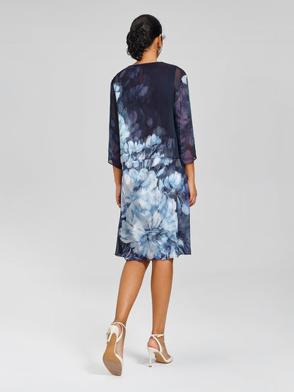 Draped Artistic Print Long-Sleeve Top