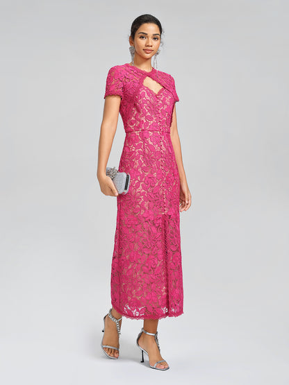 Lace Covered-Button Wedding Gown