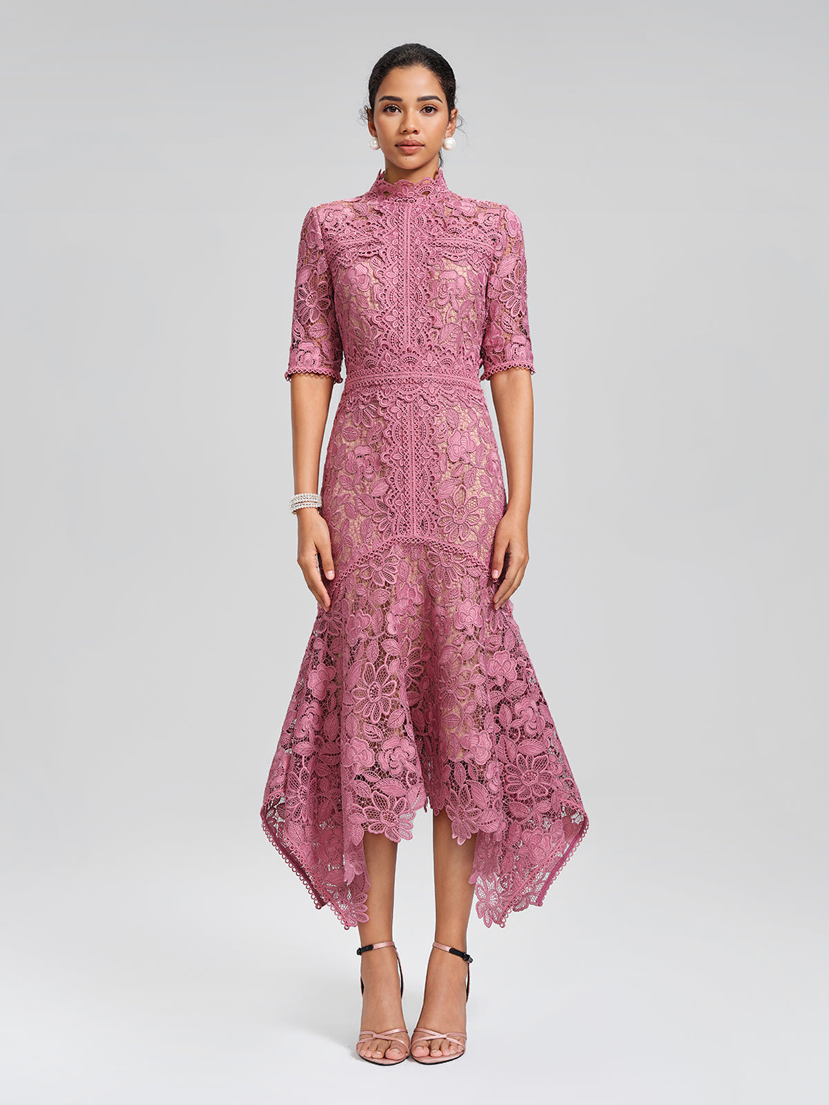 Cutout Lace Asymmetric Mermaid Dress