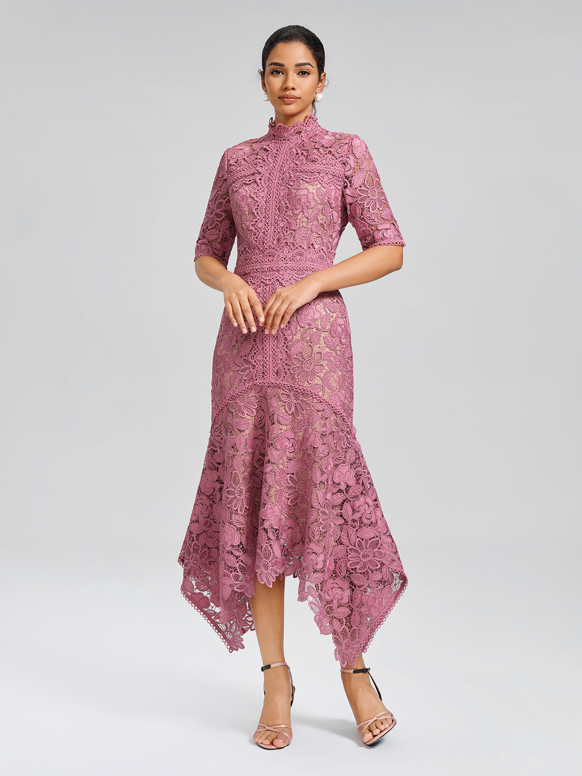 Cutout Lace Asymmetric Mermaid Dress