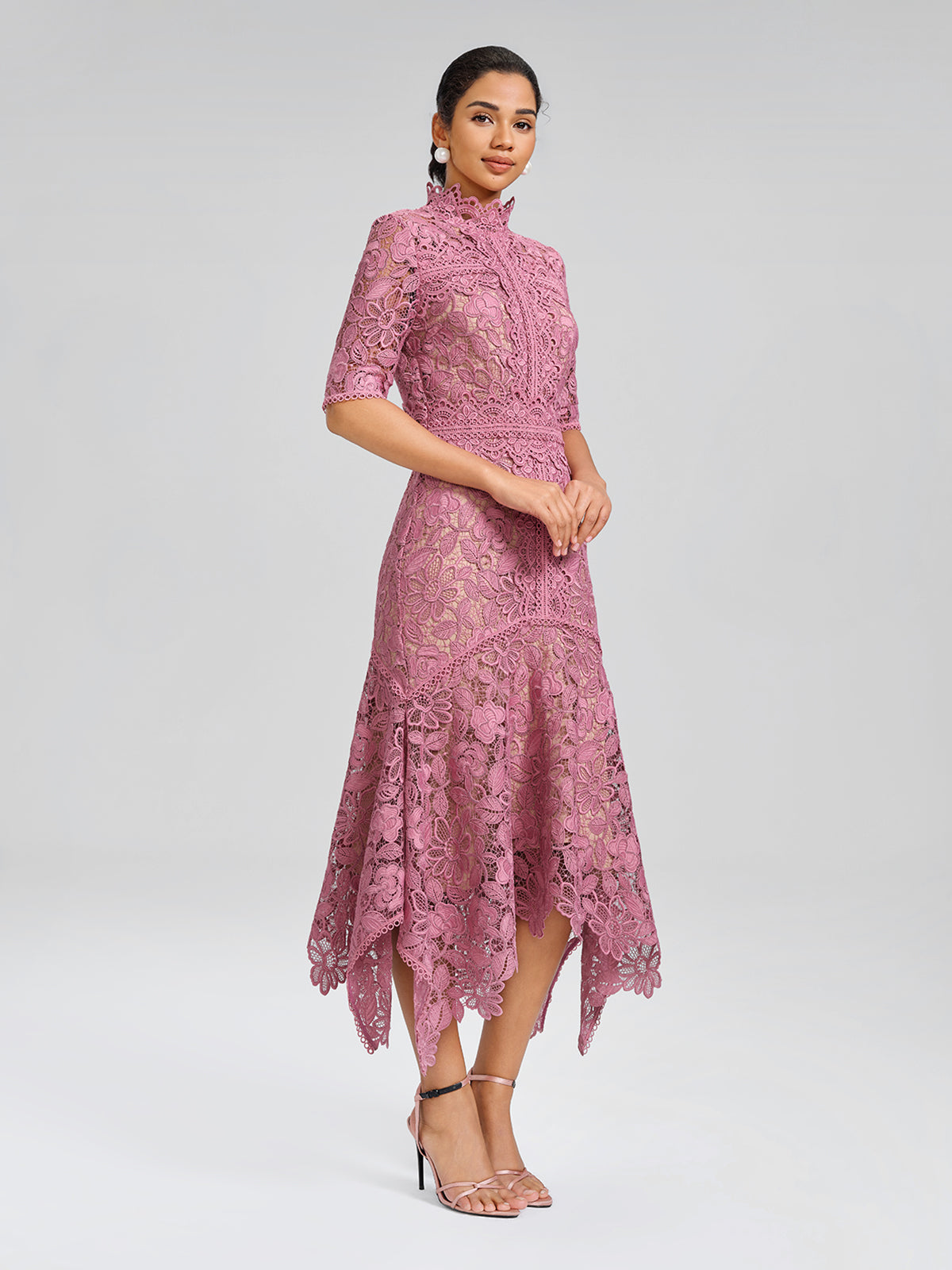 Cutout Lace Asymmetric Mermaid Dress