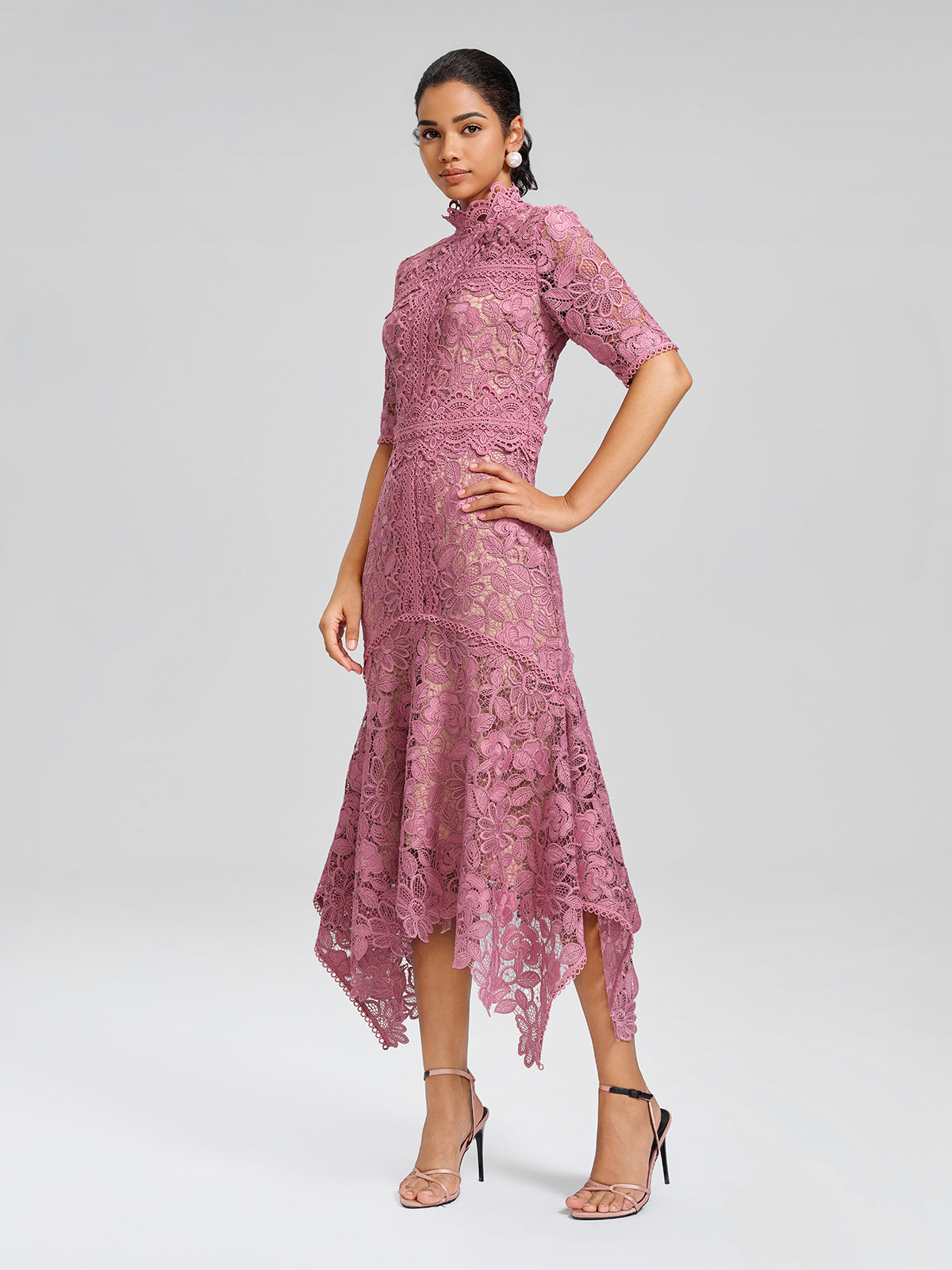 Cutout Lace Asymmetric Mermaid Dress