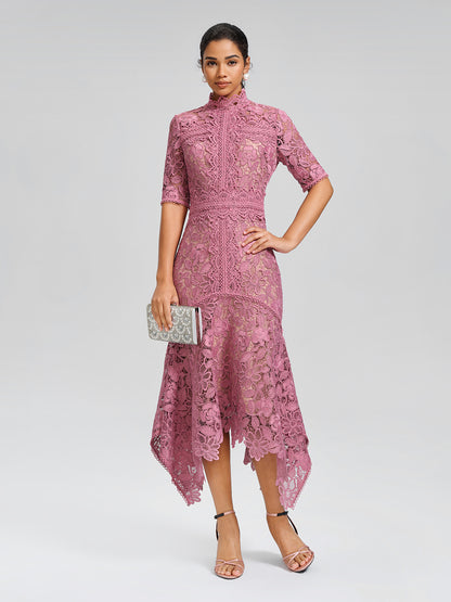 Cutout Lace Asymmetric Mermaid Dress