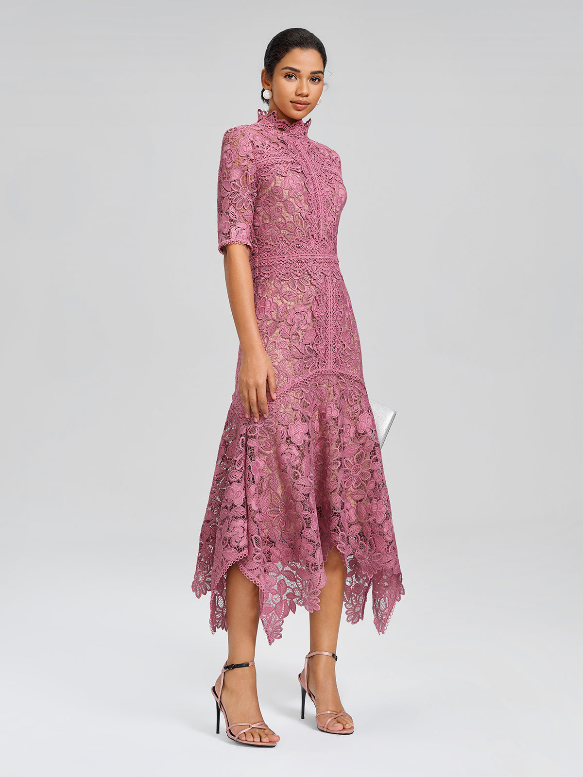 Cutout Lace Asymmetric Mermaid Dress
