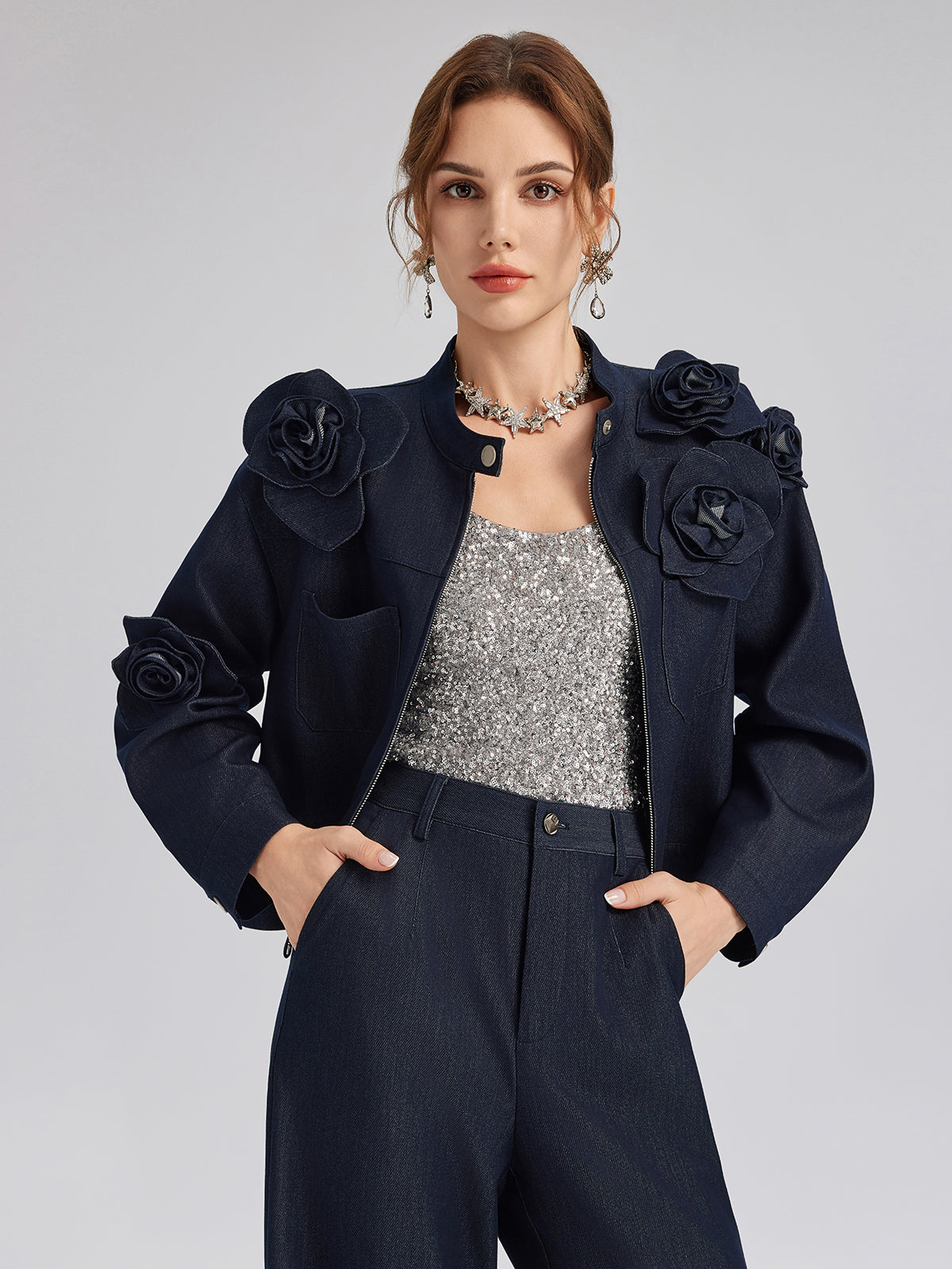 Handcrafted 3D Floral Jacket
