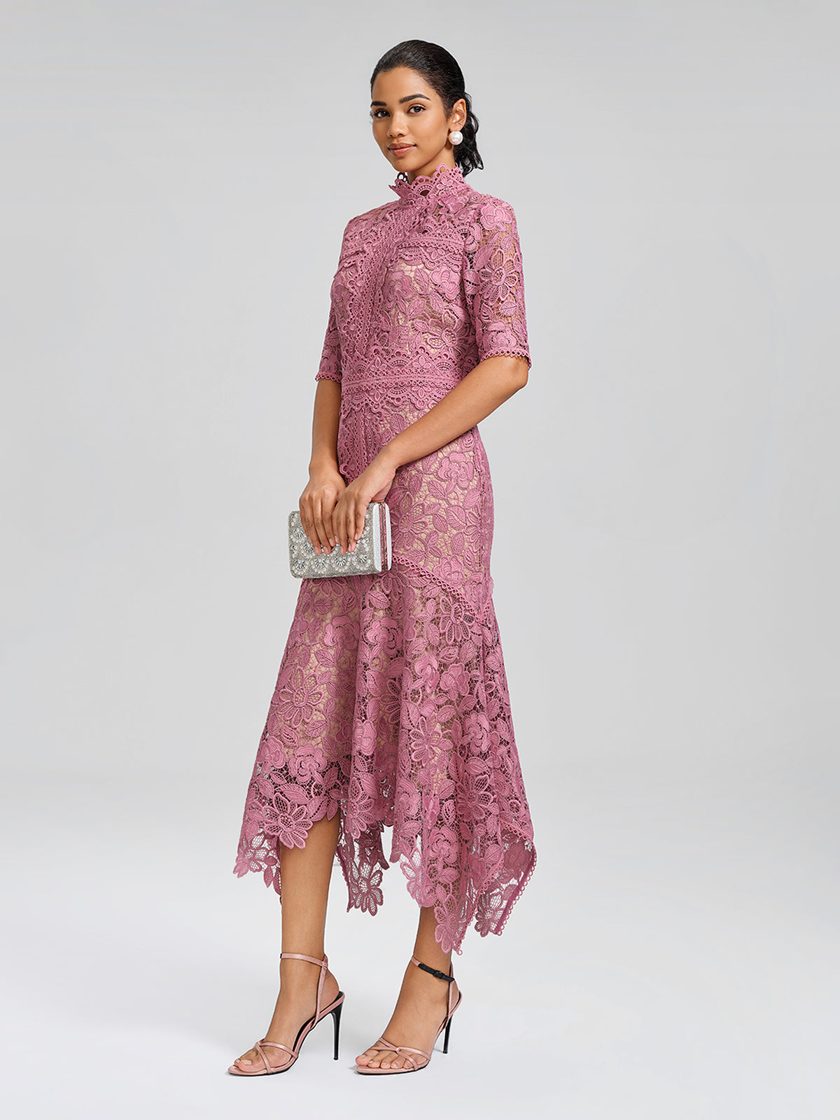 Cutout Lace Asymmetric Mermaid Dress