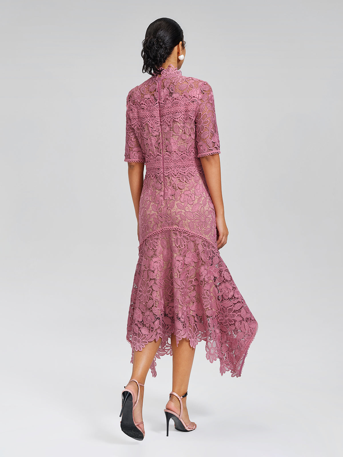 Cutout Lace Asymmetric Mermaid Dress