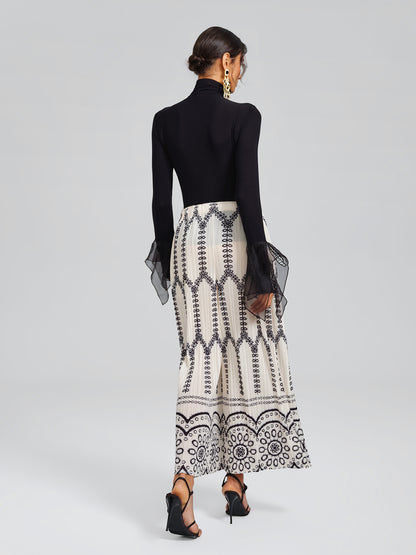 Bohemian Print Pleated Wide-Leg Pants