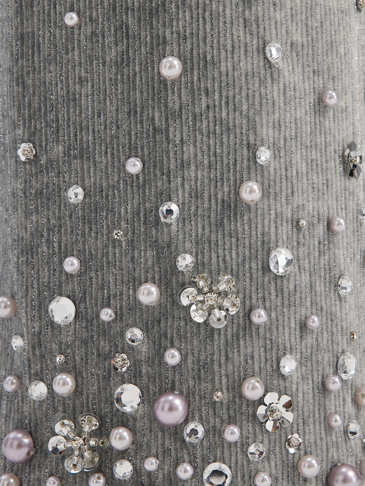 Chenille Ribbed Beaded Hooded Zip Jacket