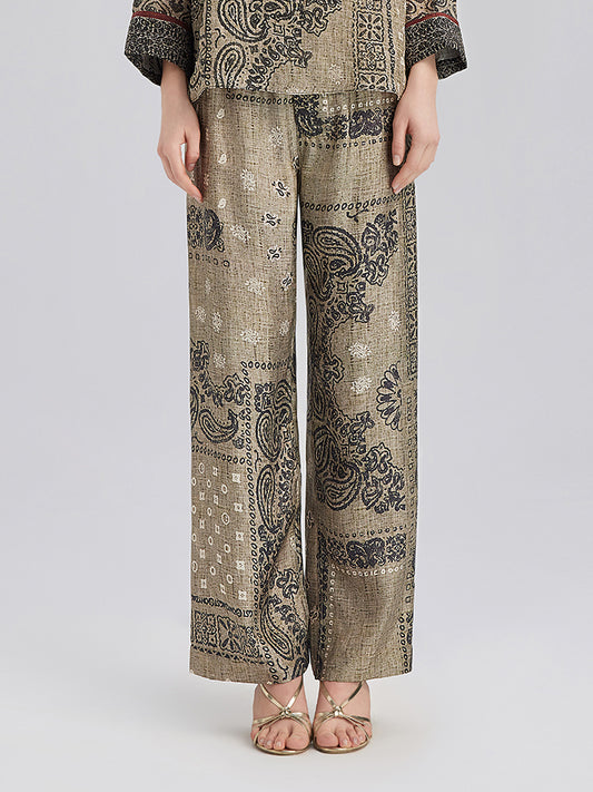 Bohemian Silk Paisley Print Pants