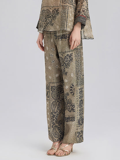 Bohemian Silk Paisley Print Pants