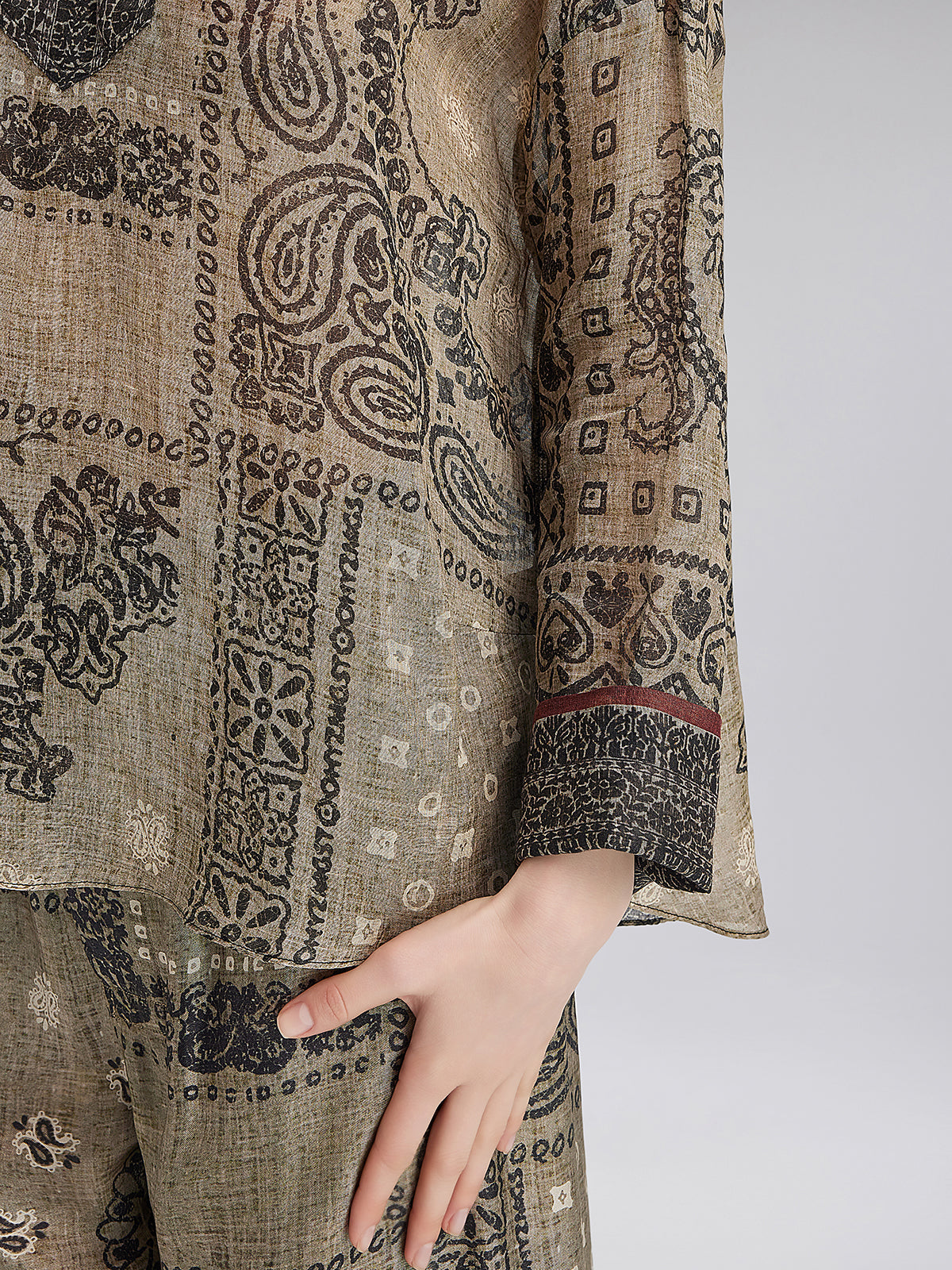 French Ramie Paisley Print Top