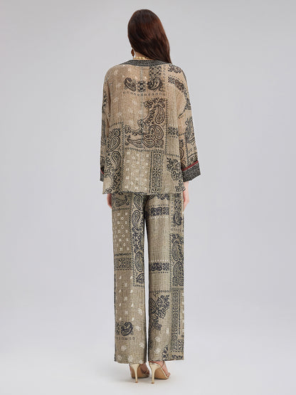 Bohemian Silk Paisley Print Pants