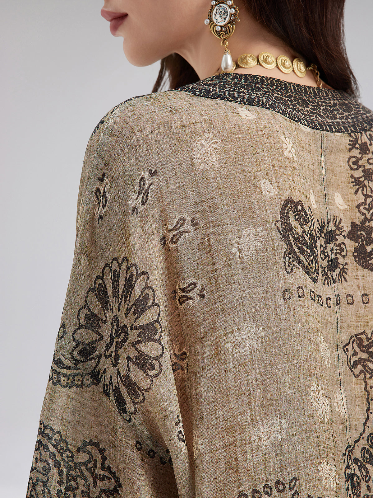 French Ramie Paisley Print Top