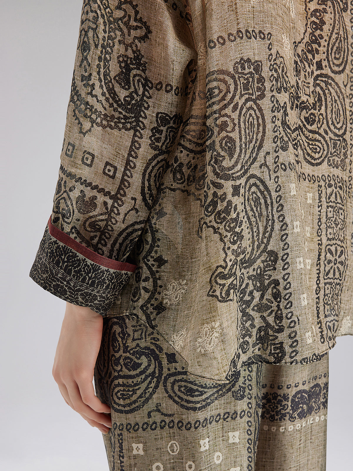 French Ramie Paisley Print Top