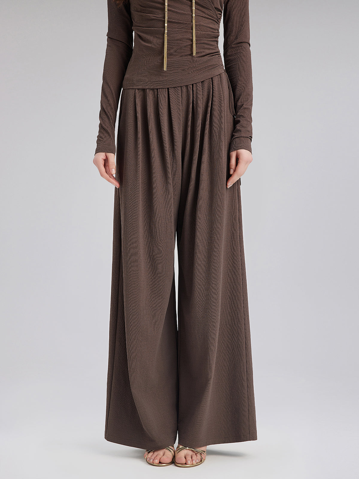 Relaxed Loose Straight-Leg Knit Pants