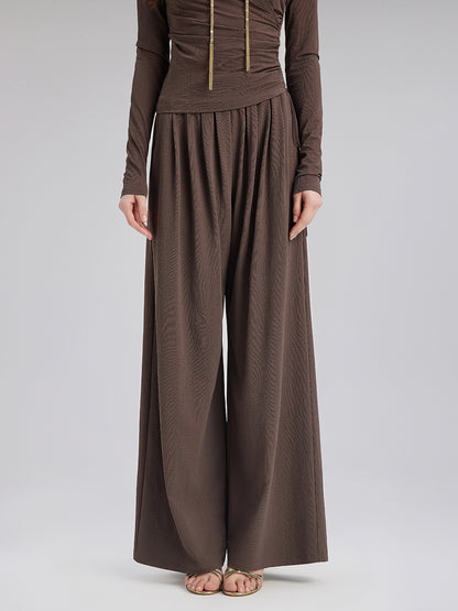Relaxed Loose Straight-Leg Knit Pants