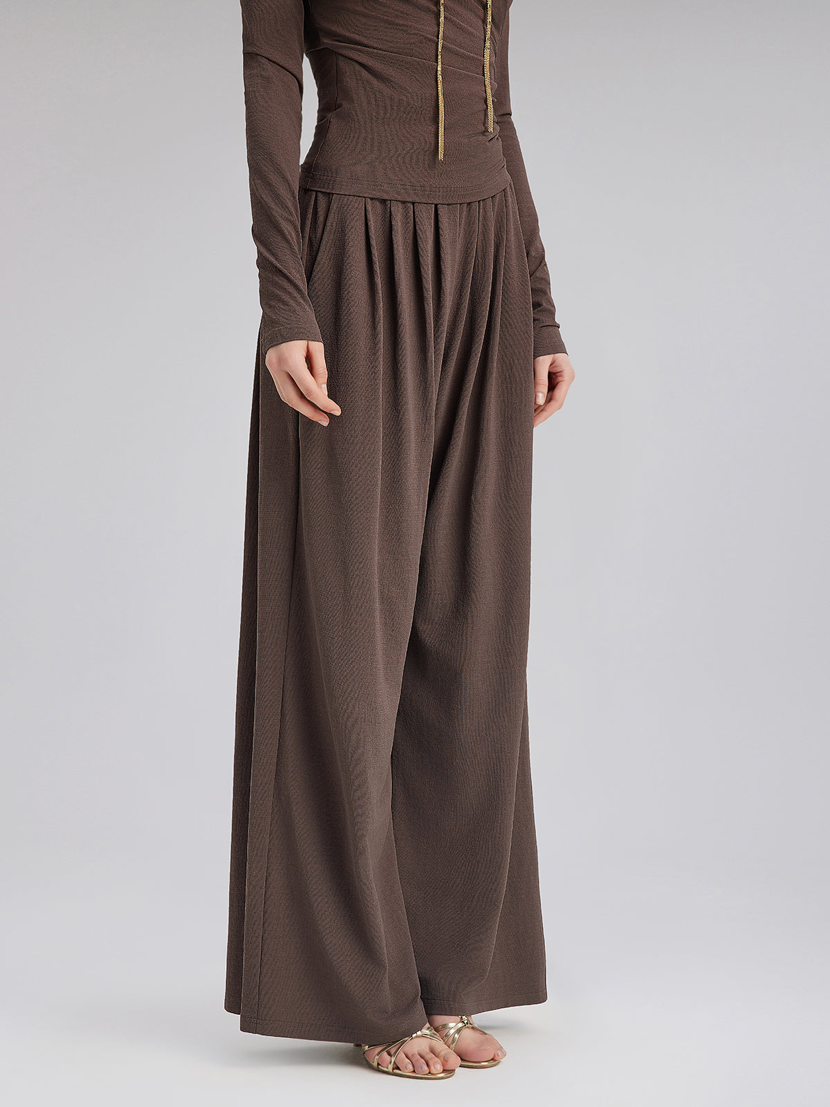 Relaxed Loose Straight-Leg Knit Pants