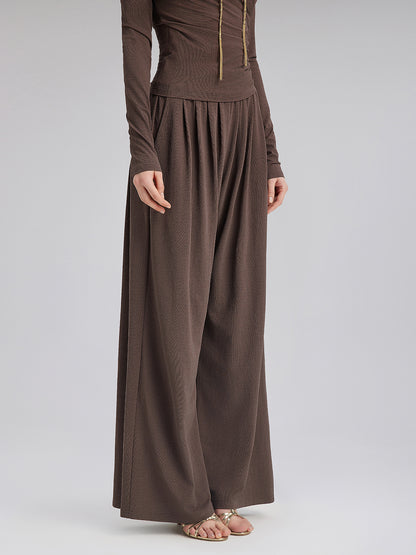 Relaxed Loose Straight-Leg Knit Pants