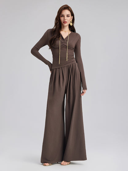 Relaxed Loose Straight-Leg Knit Pants